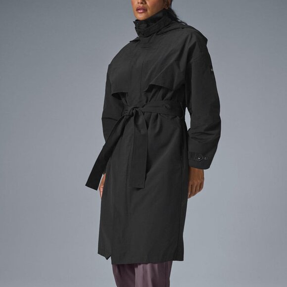 Alo Yoga Crinkle On The Move Trench Black - Picture 1 of 5